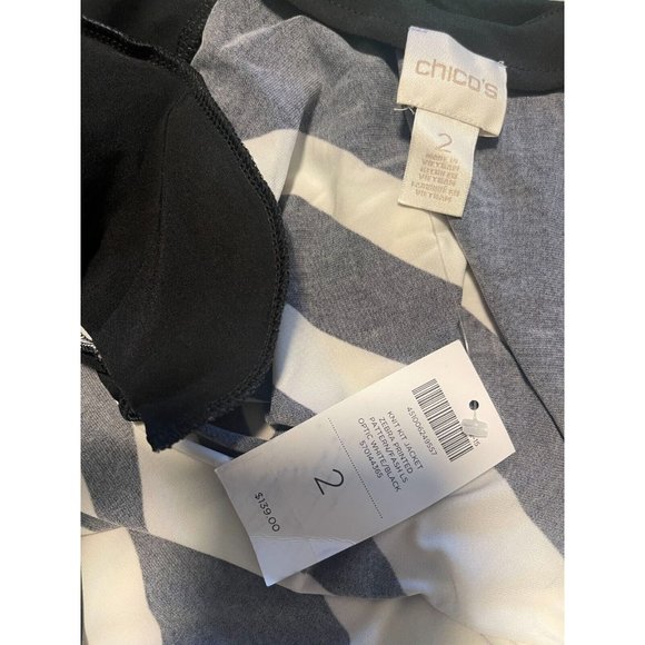 NWT Chico's Womens Knit Kit Zebra Print Optic White Black Jacket - Size 2 12/14 - Picture 9 of 11